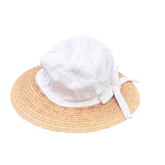 D&Y Accessories - Summer Bucket Hat Natural Raffia Cotton Lined Beach Travel Cruise Garden Farm